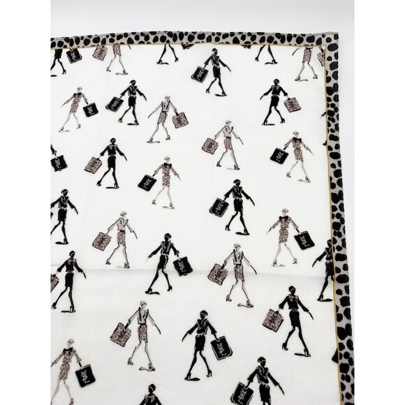 YSL Yves Saint Laurent Leopard Print Scarf Girl w/ Shopping Bag Artwork Y2K - Picture 4 of 10